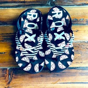 Black and White Striped Flip Flops
